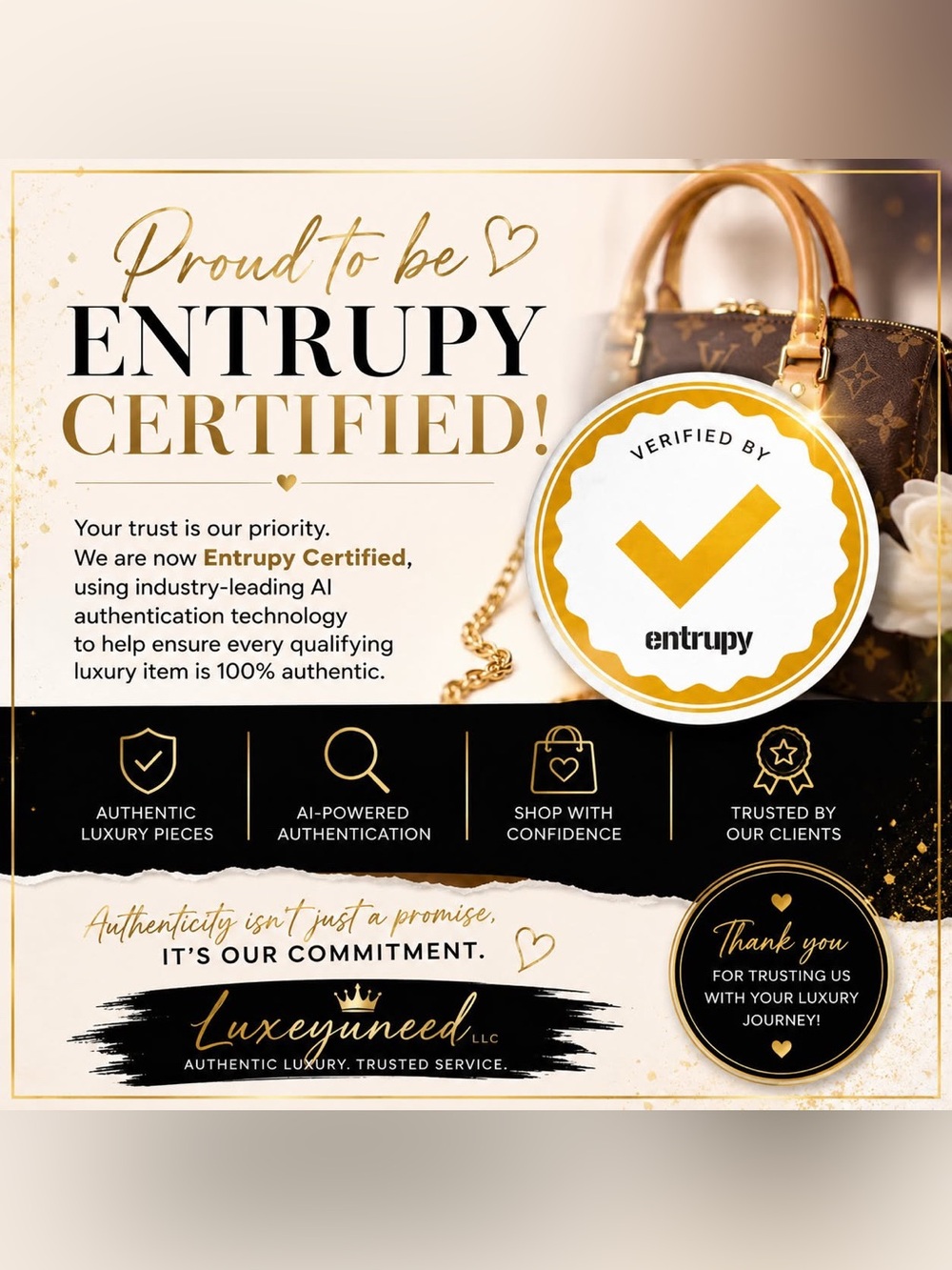 Entrupy Certified Luxury Handbag - Brown & Gold